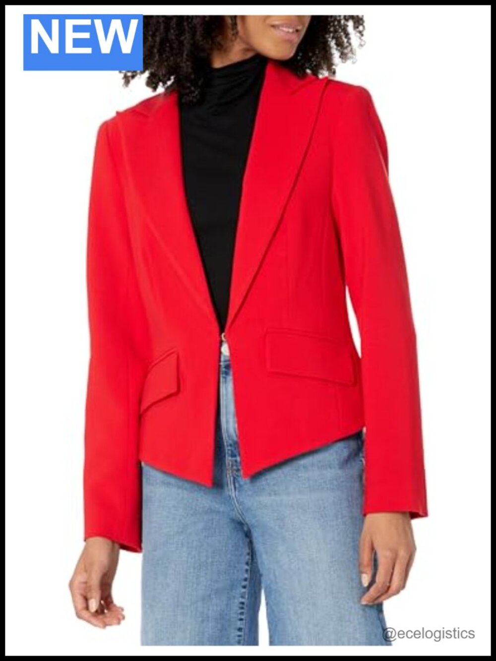 Cropped Blazer Tuxedo Lapel Front Flap Pockets Hook Closure